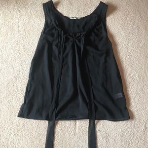 Old Navy Black Sheer Tie Neck Sleeveless Blouse